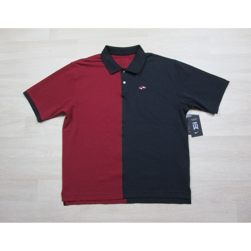 MEN'S NIKE TIGER WOODS ORIGINAL SLAM LOGO POLO SHIRT (L) LOOSE FIT CZ5837 010